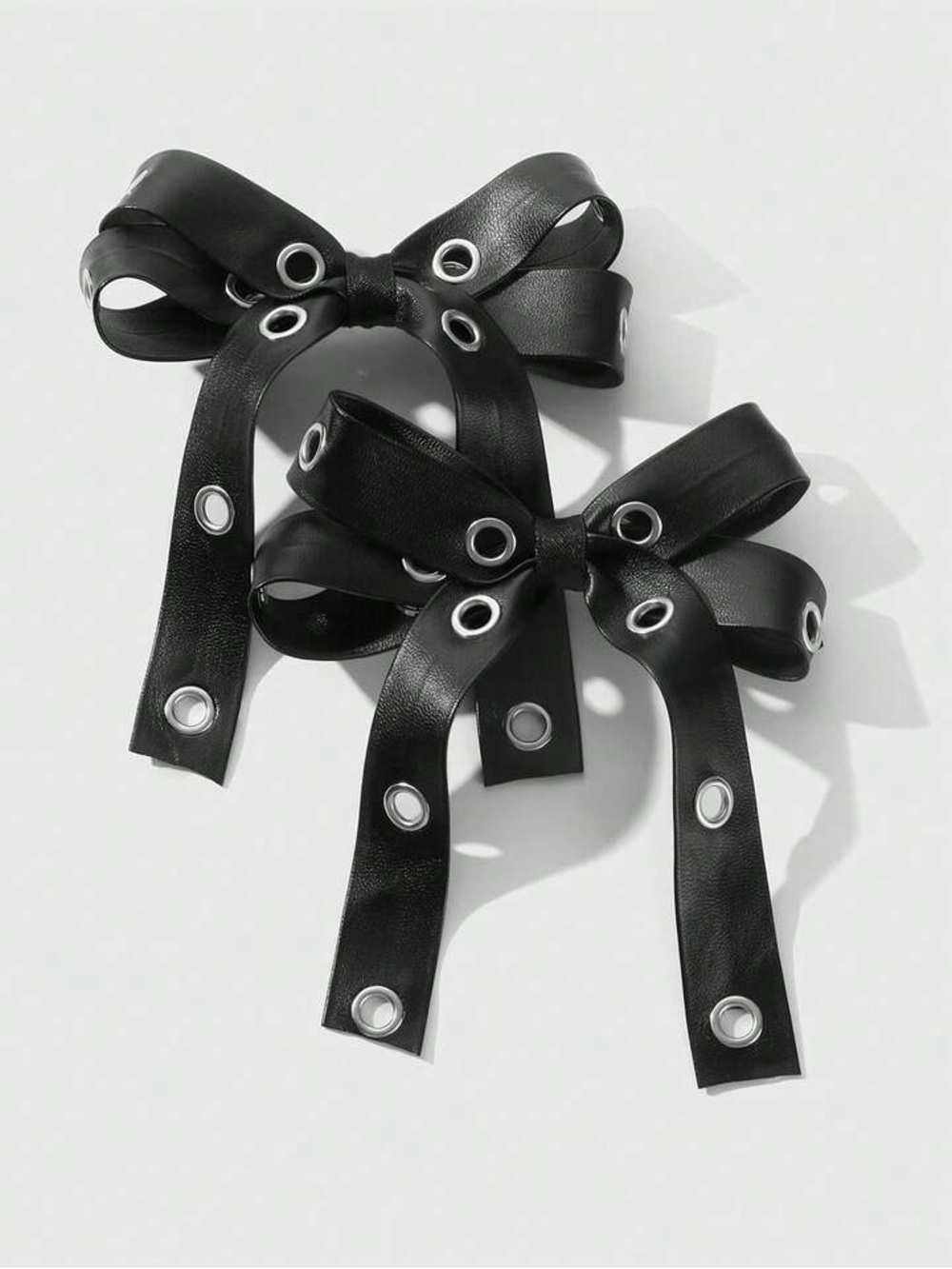 Black Eyelet Bow Hair Clips - Women's Accessories